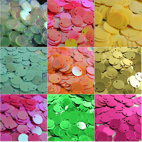 20g 300/700p 10mm 20mm coloré Sequin PVC plat rond Paillettes en vrac Paillettes couture mariage artisanat accessoires avec 1 trou latéral ► Photo 1/6