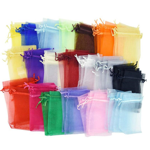 Sacs cadeaux en Organza, lot de 50 pièces, pochettes à cordon en Satin, sacs cadeaux pour petites attentions de mariage, bijoux et montres, 7x9cm et 9x12cm ► Photo 1/6