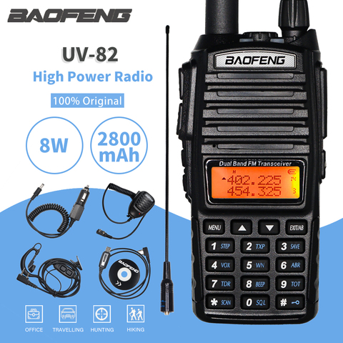 Haute puissance 8W Baofeng UV-82 talkie-walkie UV82 double bande VHF/UHF FM émetteur-récepteur 10KM longue portée chasse bidirectionnelle jambon CB Radio ► Photo 1/6