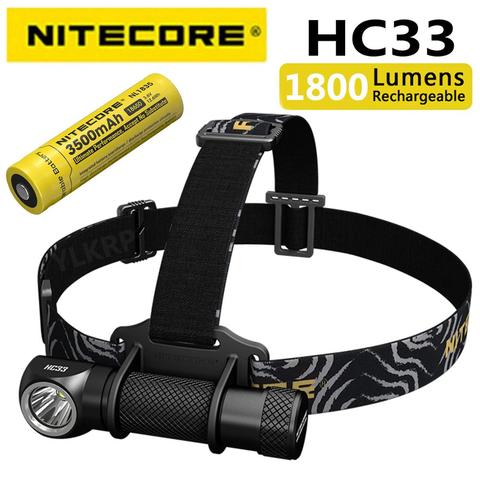 NITECORE HC33 lampe frontale Portable CREE XHP35 HD max 1800 lumen faisceau jeter 187 mètre phare 8 modes de fonctionnement lampe frontale extérieure ► Photo 1/5