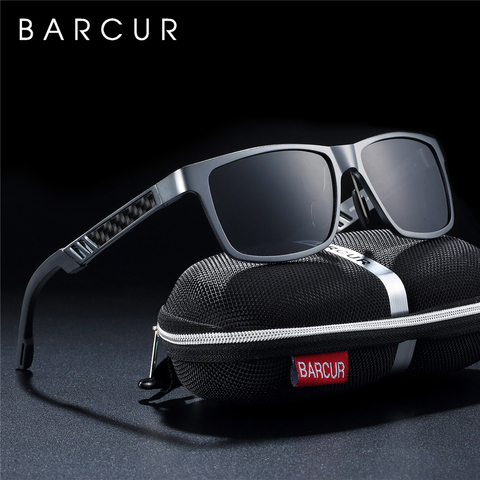 BARCUR-lunettes de soleil polarisées en aluminium pour hommes, monture carrée ► Photo 1/6