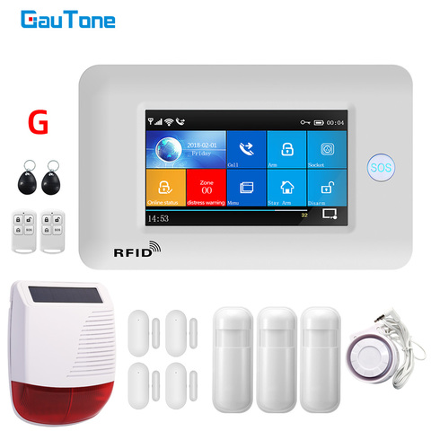 GauTone PG106 système de sécurité à domicile sans fil maison GSM système d'alarme Kit APP contrôle avec détecteur de fumée sirène extérieure ► Photo 1/6