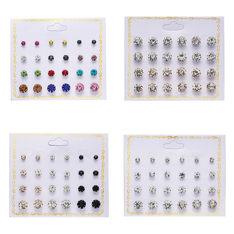 Rinhoo 12 paires cristal simulé perle boucles d'oreilles ensembles pour femmes coloré rond oreille boucles d'oreilles mariage bijoux boîte boucles d'oreilles ► Photo 1/4