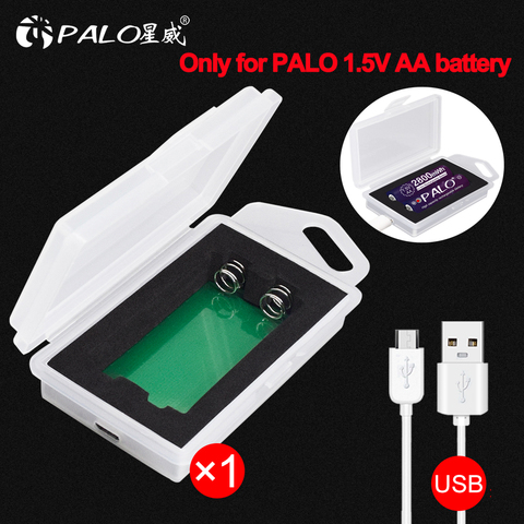 Palo – chargeur de batterie rechargeable à 2 fentes 2800mWh 1.5V AA li-ion, chargeur USB uniquement pour boîte de chargement de batterie au lithium 1.5V AA PALO ► Photo 1/6