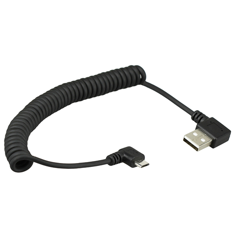 Câble rétractable USB 2.0 mâle vers Micro USB 2.0 mâle, coudé à 90 degrés, coudé à gauche ou à droite, pour chargement de données, 40CM ► Photo 1/6