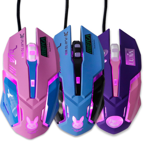 USB filaire souris de jeu rose ordinateur professionnel e-sports souris 2400 DPI coloré rétro-éclairé souris silencieuse pour Lol données ordinateur portable ► Photo 1/6