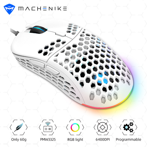 Machenike – souris de jeu optique filaire 60g PMW3325, 6400DPI, capteur lumineux, rvb réglable et Programmable, câble USB pour PC portable ► Photo 1/6