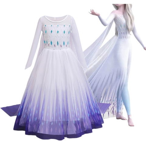 Robe princesse Cosplay pour filles, tenue fantaisie flocon de neige, Costume d'halloween, noël, robes de fête pour enfants, vêtements de vacances ► Photo 1/6