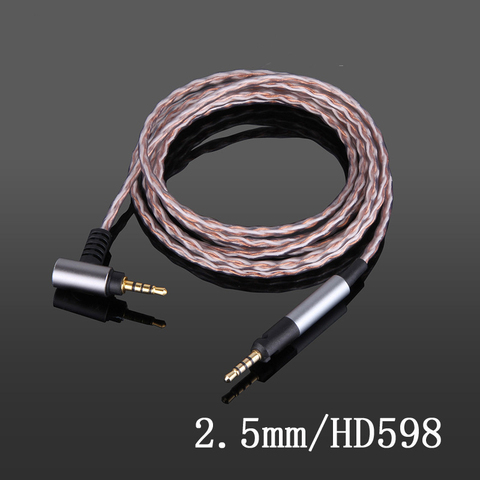 Câble de mise à niveau de casque en cuivre monocristallin, pour Sennheiser HD598 HD518 HD558 HD569 HD579 HD598se HD2.30 4.4mm 2.5mm 100% mm ► Photo 1/6