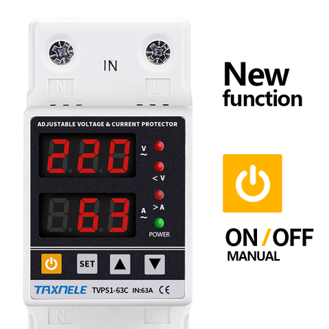 Double affichage 40A 63A 230V Din Rail réglable numérique sur sous-tension relais Protection contre les surtensions limite de Protection contre les surintensités ► Photo 1/6