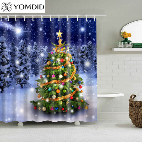 YOMDID – rideau de bain décoratif de noël, motif arbre de noël, rideau de douche, dessin animé, pour salle de bains, maison ► Photo 1/6