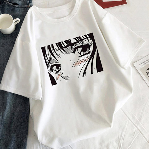 T-shirt femme blanc, esthétique, style coréen, graphique, Harajuku, noir, manga, anime ► Photo 1/6