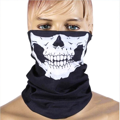 Squelette crâne Bandana Ski crâne Halloween cou demi visage masque cyclisme fantôme écharpe cou Bandanas Ski Sport randonnée écharpes ► Photo 1/6