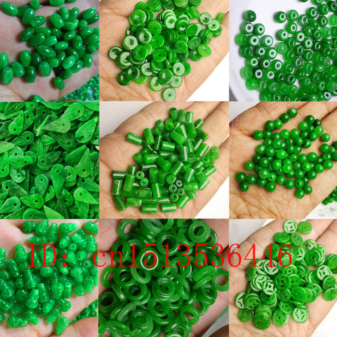 Perles de Jade vertes naturelles, 10 pièces, charme de Bracelet en Jade, accessoires de mode, amulette cadeau pour femmes et hommes, Bracelet à bricoler soi-même ► Photo 1/6