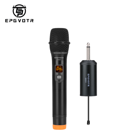EPGVOTR UHF système de Microphone sans fil karaoké dynamique métal portable micro 30 canaux réglable récepteur Rechargeable 50 mètres ► Photo 1/6