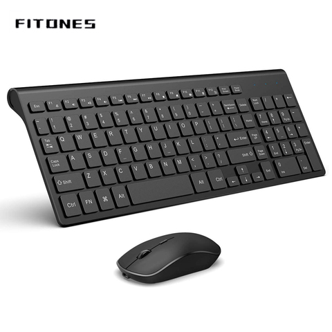 Clavier et souris sans fil rechargeables, grande taille, 2400 DPI, design ergonomique, disposition américaine, disposition espagnole, noir et argent ► Photo 1/6