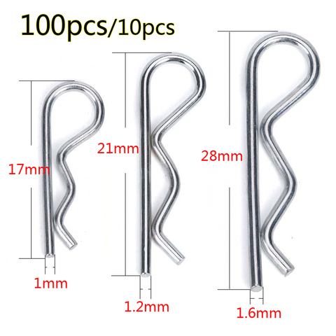 100/10 pièces M1 M1.2 M1.6 1:8 1:10 Clips broches acier R Type printemps goupille fendue forme vague pince pince cheveux tracteur broche pour voiture ► Photo 1/5