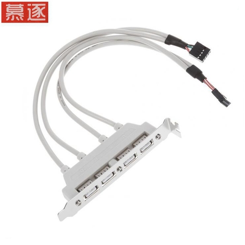 Support de panneau arrière PCI USB 2.0, 4 ports vers double carte mère à 9 broches, câble d'en-tête pour support de panneau arrière d'ordinateur, 1 pièce ► Photo 1/6