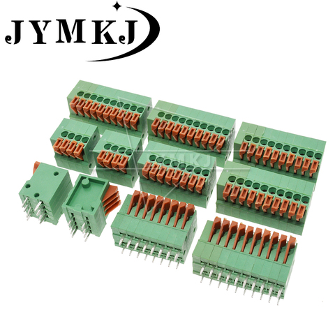 Connecteurs de pied droit PCB | 5 pièces 2.54mm Pitch 2/3/4/5/6/7/8/9/10P sans ressort, bornier en cuivre ► Photo 1/6