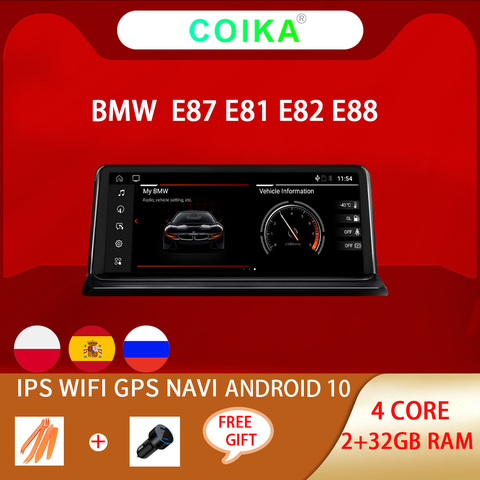 COIKA — Autoradio avec écran IPS pour véhicules BMW, système multimédia, sous Android 10.0, avec GPS, RAM 2 Go + 32 Go de stockage, en WIFI, avec navigation GPS Google Carplay IDrive, pour modèles E87 E81 E82 E88 ► Photo 1/6