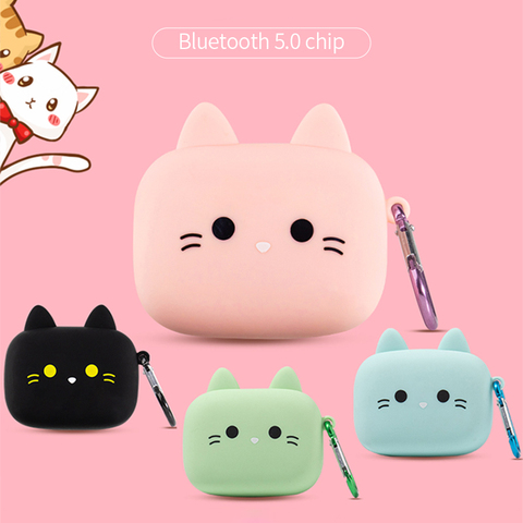 Écouteurs sans fil Bluetooth 5.0 TWS Cute Cat, oreillettes Macaron avec boîte de charge et micro, étanches et confortables ► Photo 1/6