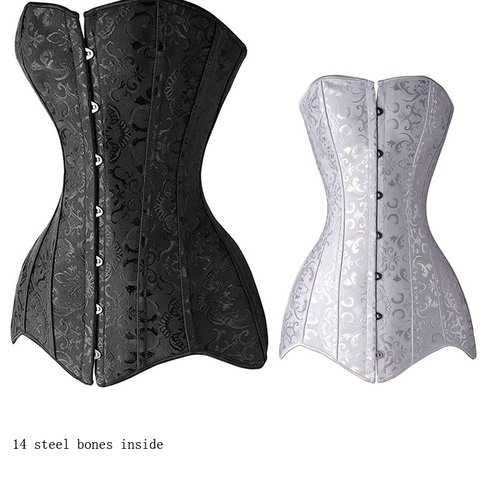 Corset femme 14 os en acier taille formateur sous le buste Corset Steampunk gothique vêtements noir Corsets ceinture taille minceur Corselet ► Photo 1/6