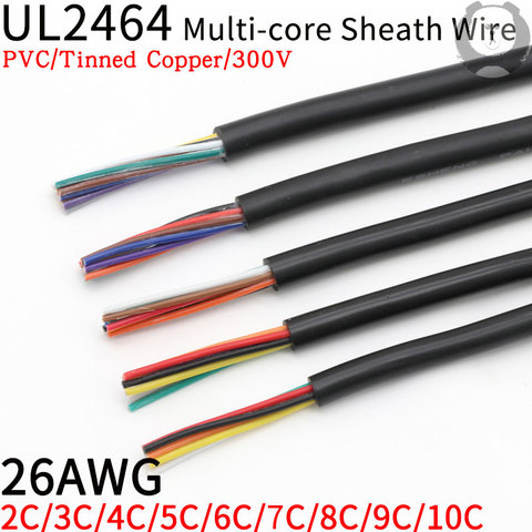 1M 26AWG UL2464 câble gainé canal ligne Audio 2 3 4 5 6 7 8 9 10 fils de contrôle de Signal de câble en cuivre souple isolé ► Photo 1/1