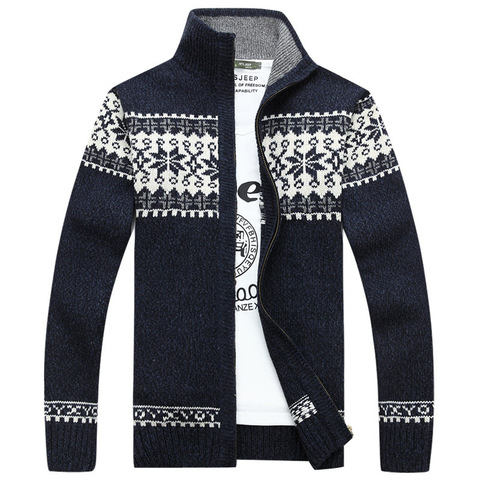 Cardigan en laine pour homme, automne hiver, chaud et épais, Patchwork, col Mandarin, manches longues, pull tricoté en coton, veste décontractée pour homme ► Photo 1/6