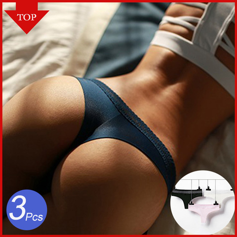 VDOGRIR-ensemble de 3 pièces en coton sans couture pour femme, string Transparent, Lingerie Sexy, taille basse, culottes sous-vêtements ► Photo 1/6