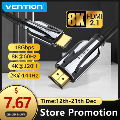 Vention HDMI 2.1 câble 8k 60Hz 4K 120Hz 3D haute vitesse 48Gbps câble HDMI pour PS4 répartiteur boîtier de commutation Extender vidéo 8K HDMI câble ► Photo 1/6