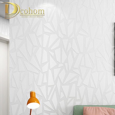 Papier peint 3D géométrique moderne en rouleau, papier peint blanc en relief, pour chambre à coucher, salon, décor de maison ► Photo 1/6