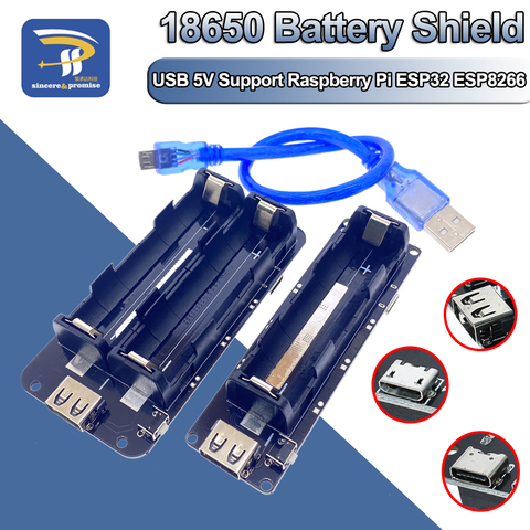 Double batterie Lithium 18650 Shield V3, carte d'extension d'alimentation Mobile, Port Micro USB, chargeur de Type C pour Raspberry Pi Arduino ESP32 ► Photo 1/6