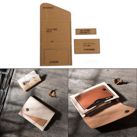 1 ensemble bricolage Kraft papier modèle nouvelle mode mignon porte-cartes professionnelles portefeuille en cuir artisanat modèle bricolage pochoir modèle de couture 10*6.5 ► Photo 1/6
