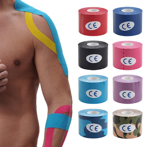 Bonne qualité 5m x 5cm kinésiologie athlétique Muscle kinésiotape bande kinésiologe genou Muscle Football volley-ball premiers soins pansement ► Photo 1/6