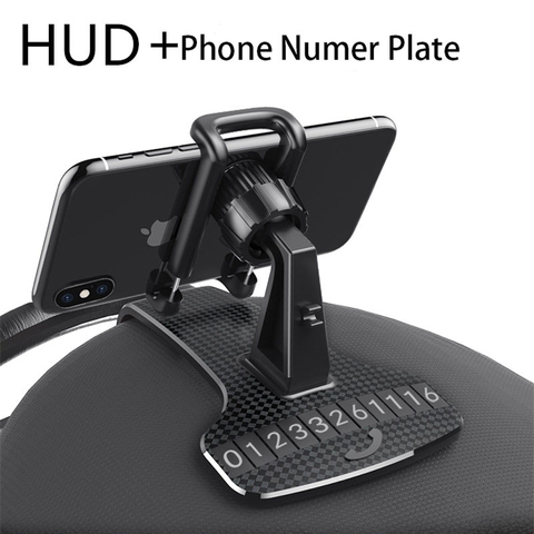 HUD voiture tableau de bord Support de téléphone 360 ° Rotation réglable GPS voiture Clips Support numéro de stationnement pour téléphone portable Support de voiture ► Photo 1/6