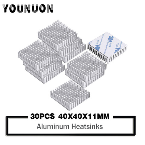 30 pièces YOUNUON 40mm argent dissipateur thermique 40x40x10mm 11mm en aluminium CPU carte de refroidissement refroidisseur dissipateur thermique ► Photo 1/5