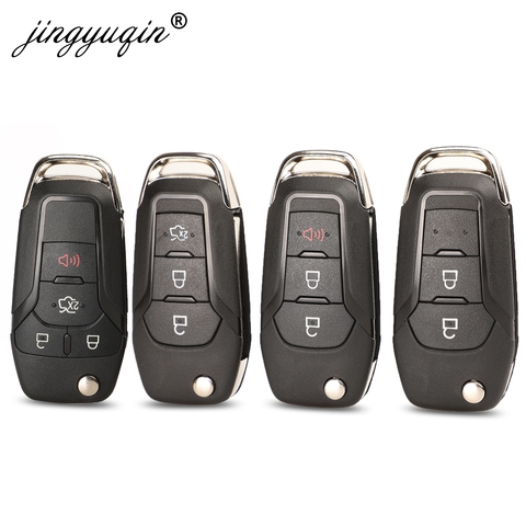 Jingyuqin 2/3/4 bouton rabat pliant voiture clé coque étui pour Ford Focus Fusion Mk2 Mk7 Explorer Ranger non coupé blanc HU101 lame ► Photo 1/5