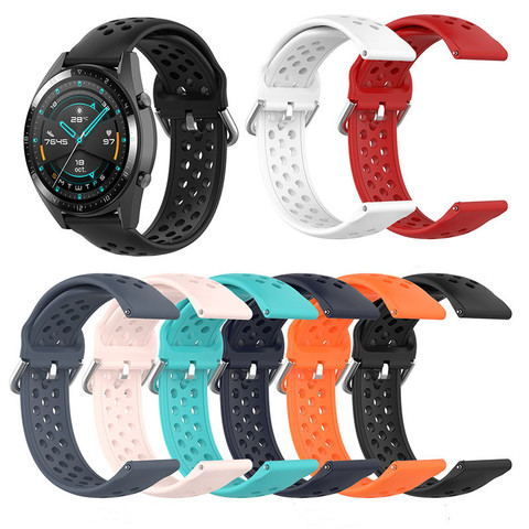 Bracelet de rechange pour montre connectée, en Silicone souple, pour Samsung Galaxy Huawei GT, 20mm, 22mm, 42mm, 46mm ► Photo 1/5