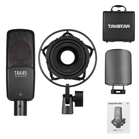 TAKSTAR – Microphone professionnel à condensateur d'enregistrement TAK45, micro unidirectionnel à grand diaphragme de 34mm avec protection contre les chocs en métal ► Photo 1/1