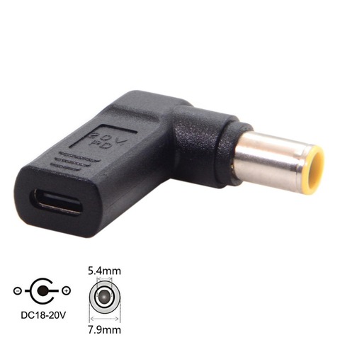 Adaptateur d'alimentation USB type-c femelle vers USB PD mâle, 7.9x5.5mm, déclencheur, prise d'alimentation cc coudée pour ordinateur portable Lenovo Thinkpad ► Photo 1/2