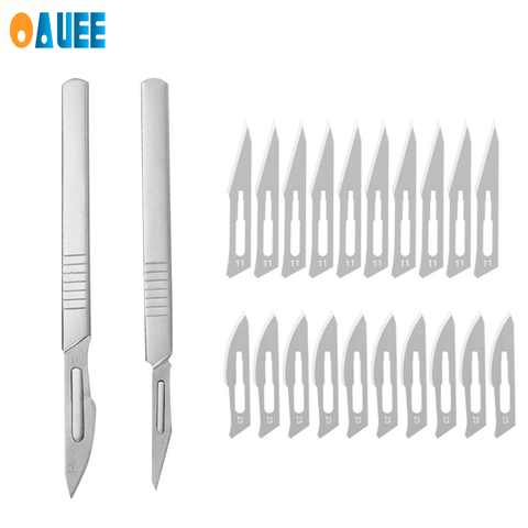 10 pièces en acier au carbone Scalpel lame 1 pièces poignée Scalpel outil ensemble bricolage coupe outil PCB réparation Animal Scalpel ► Photo 1/6