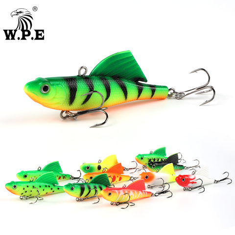 W.P.E-leurre Wobbler en Silicone souple avec tête plombée avec hameçon triple, appât artificiel de type poisson nageur idéal pour la pêche au brochet ou au bar, 75mm, 23.5g, 1 unité ► Photo 1/6