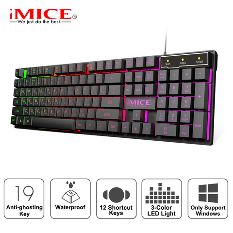 Clavier de jeu filaire Gamer claviers avec RGB rétro-éclairé 104 touches en caoutchouc russe ergonomique USB clavier pour PC portable ► Photo 1/6