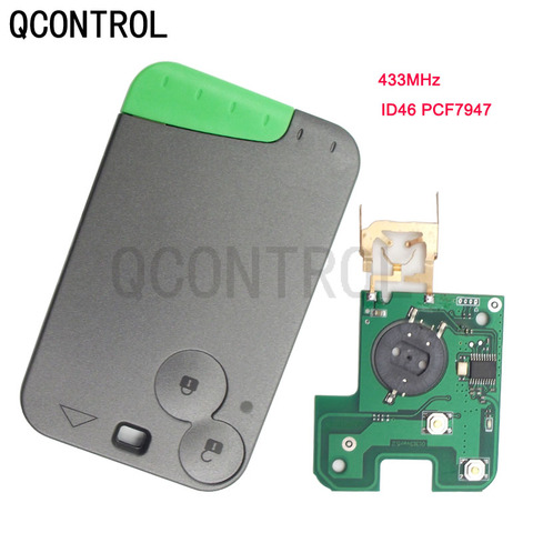 QCONTROL-carte-clé télécommande intelligente à 2 boutons, 433MHZ, avec transpondeur PCF7947, pour voiture Renault Laguna, Espace (2001-2006) ► Photo 1/3