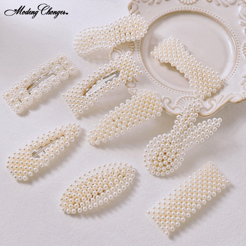 Barrettes en métal de mode BB 1 pièce | Épingles à cheveux élégantes, barrette épingles à cheveux en métal, offre spéciale coréenne Chic Imitation perle, accessoires de coiffure ► Photo 1/6