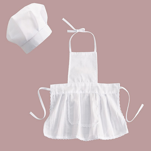 Mignon bébé Chef tablier et chapeau pour enfants Costumes coton mélangé Chef bébé blanc cuisinier Costume Photos photographie accessoire nouveau-né chapeau tablier ► Photo 1/6