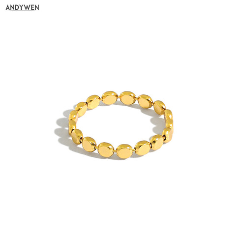 ANDYWEN nouveau 925 en argent Sterling ronde perles breloque anneau réglable redimensionnable anneaux bijoux 2022 Rock Punk bijoux 2022 Rock Punk ► Photo 1/6