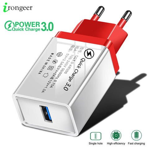 Chargeur USB rapide 3.0 2.0, adaptateur mural de voyage, Charge rapide pour iPhone XR, Samsung S8, tablette, prise ue, pour téléphone portable ► Photo 1/6