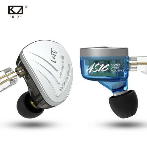 KZ – écouteurs intra-auriculaires AS16, 16ba, à Armature équilibrée, stop-bruit, pour Sport, casque d'écoute pour téléphone, musique, jeu ► Photo 1/6