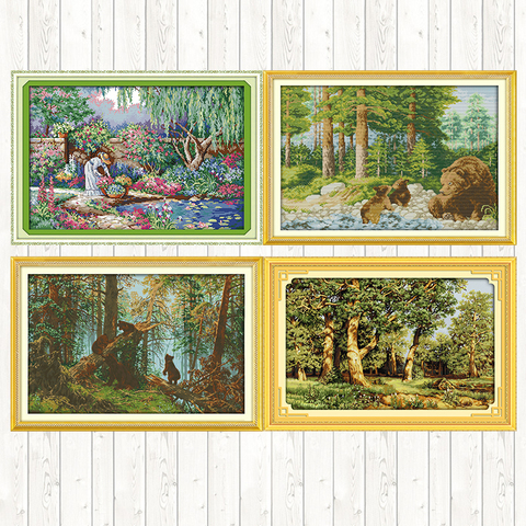 Garden Girl-Kits point de croix chinois | Soldes 14ct 11ct, sur toile imprimées, Kits de broderie DMC faits à la main, décoration intérieure ► Photo 1/6